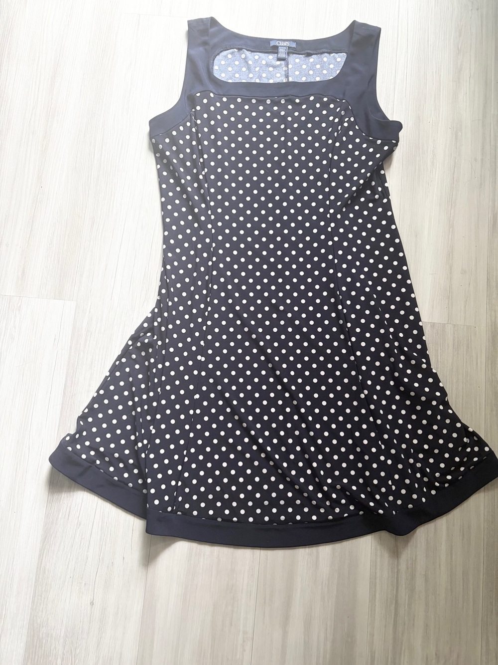 Chaps Navy Polka Dot Sleeveless Mini Dress